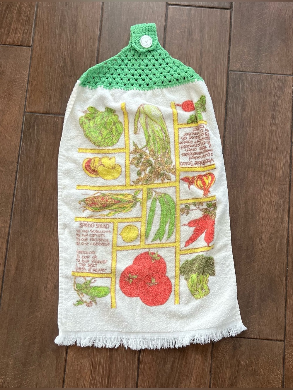 Crochet Top Vintage Dishtowel Vegetables Cottagecore